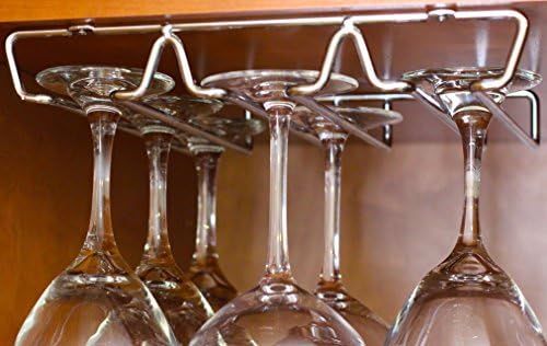 DecoBros Under Cabinet Wine Glass Stemware Rack Holder, Chrome | Amazon (US)