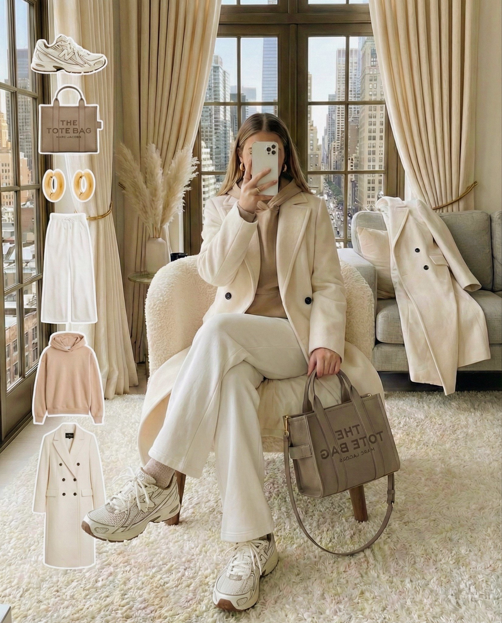 Effortless airport neutrals that keep it comfy and polished from check in to landing. The soft hoodie layered under a structured cream coat gives the perfect balance of cozy and put together, while wide leg trousers and chunky sneakers make every step easy. The taupe tote is roomy enough for all the in flight essentials without sacrificing style.

🤍 Travel ready details
• Layers that keep you warm on the plane
• Neutral tones for an elevated look
• Sneakers for comfort on long walks between gates
• A spacious tote to hold everything you need

Linked for your next travel day ✈️

Hoodie and pants has many different colors. Choose the ones you like 😊❤️

#LTKootd #LTKTravel #LTKgrwm