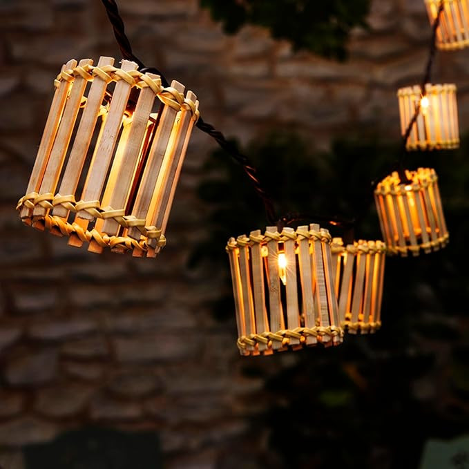 Outdoor-String-Lights-Waterproof, Bamboo Lantern String Lights for Patio, Garden, Porch, Balcony,... | Amazon (US)