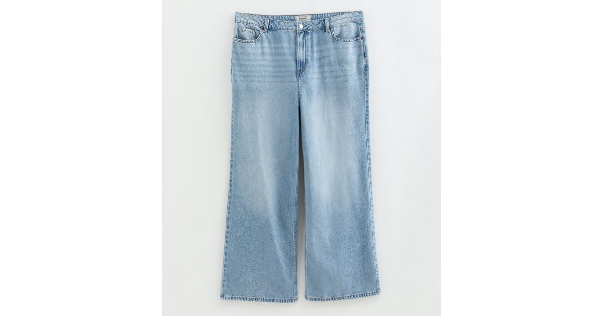 Curves Light Blue Wash Adalae High Waist Wide Leg Jeans | New Look | New Look (UK)