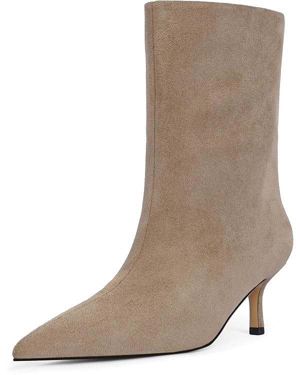 Modatope Ankle Boots for Women Pointed Toe Kitten Heel Fall Boots for Women Short Dress Party Cas... | Amazon (US)