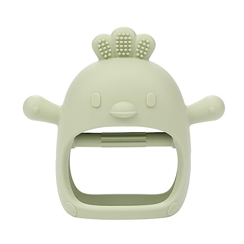 AIXMEET Silicone Baby Teething Toys, Chick Baby Teether Toy for 3+ Months, Baby Chew Toys for Sucking Needs, Never Drop Baby Mitten Teether for Soothing Teething Pain Relief, Easy Clean (Green) | Amazon (US)