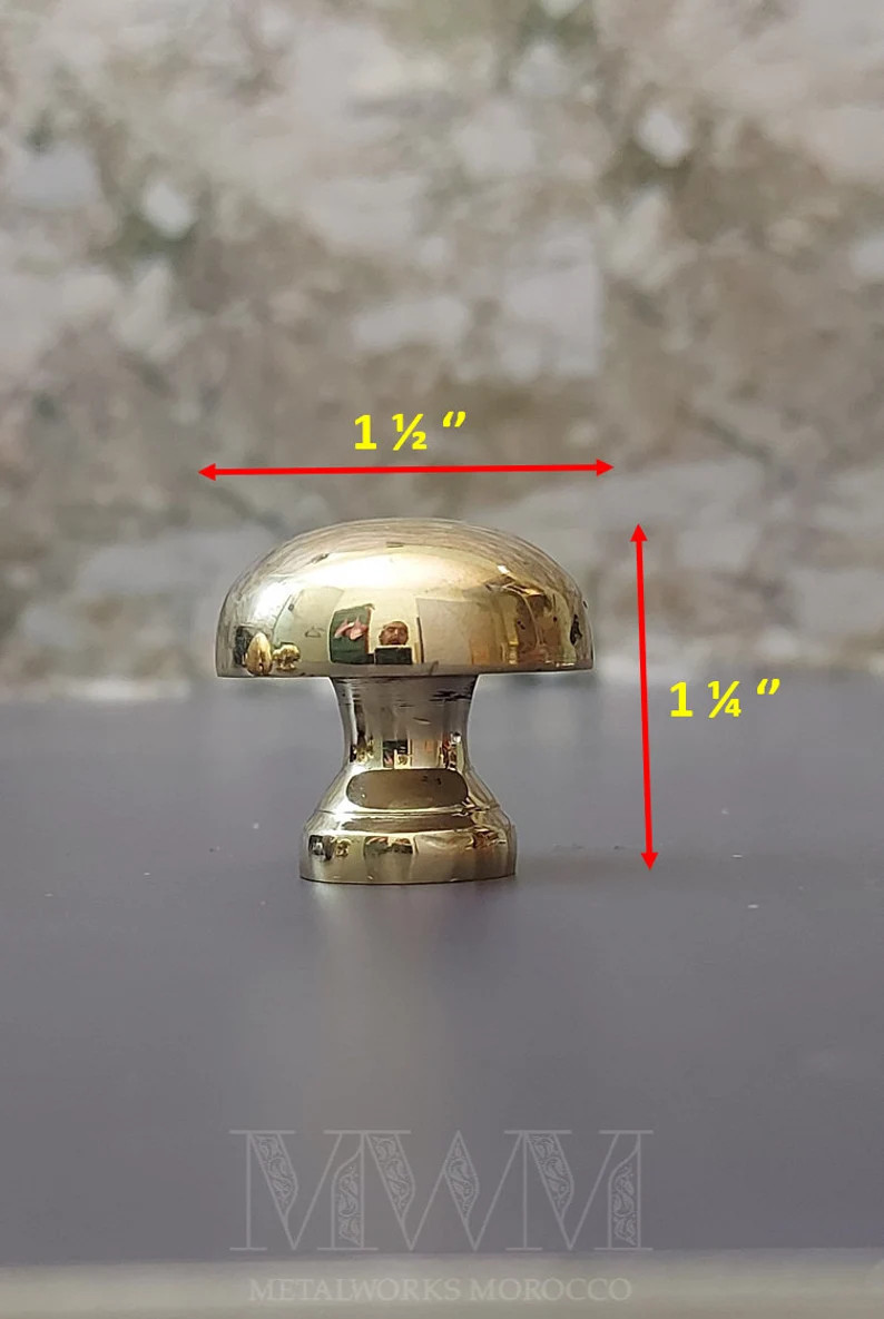 Set of Unlacquered Brass Kitchen Cabinet Knobs - Handmade Cabinet Knobs - Etsy | Etsy (US)