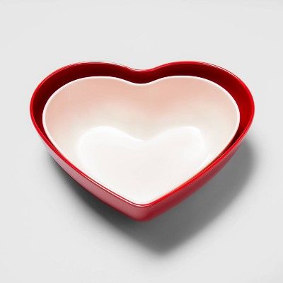2pc Melamine Heart Shaped Nesting Bowls Red/Pink - Opalhouse™ | Target