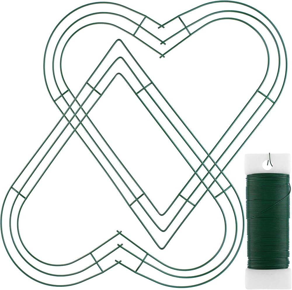 Ruisita 2 Pack Valentine Christmas Heart Metal Wreath with Green Floral Wire 12 Inch Heart-Shaped... | Amazon (US)