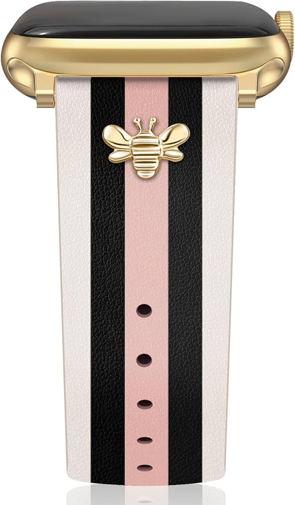 Designer Leather Bands with Charms Compatible with Apple Watch 38mm 40mm 41mm 42mm(S10) Women Men... | Amazon (US)