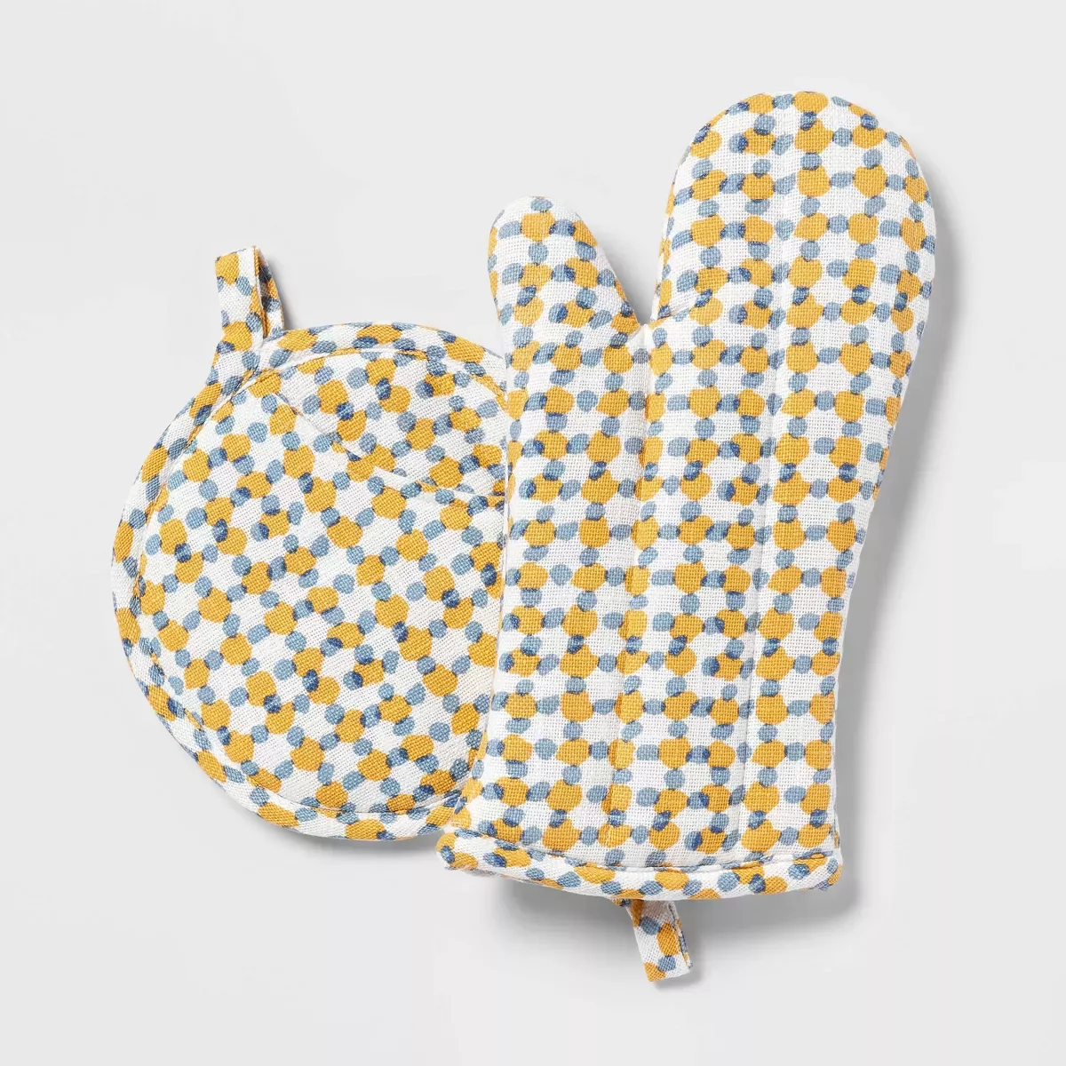 2pc Cotton Striped Oven Mitt And Pot Holder Set Yellow - Threshold