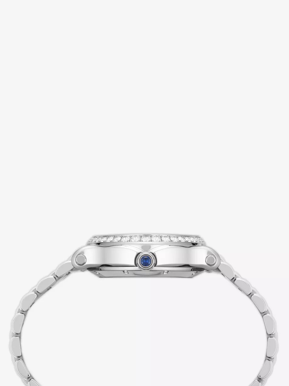 278602-3004 Happy Sport Oval stainless steel and diamond watch | Selfridges