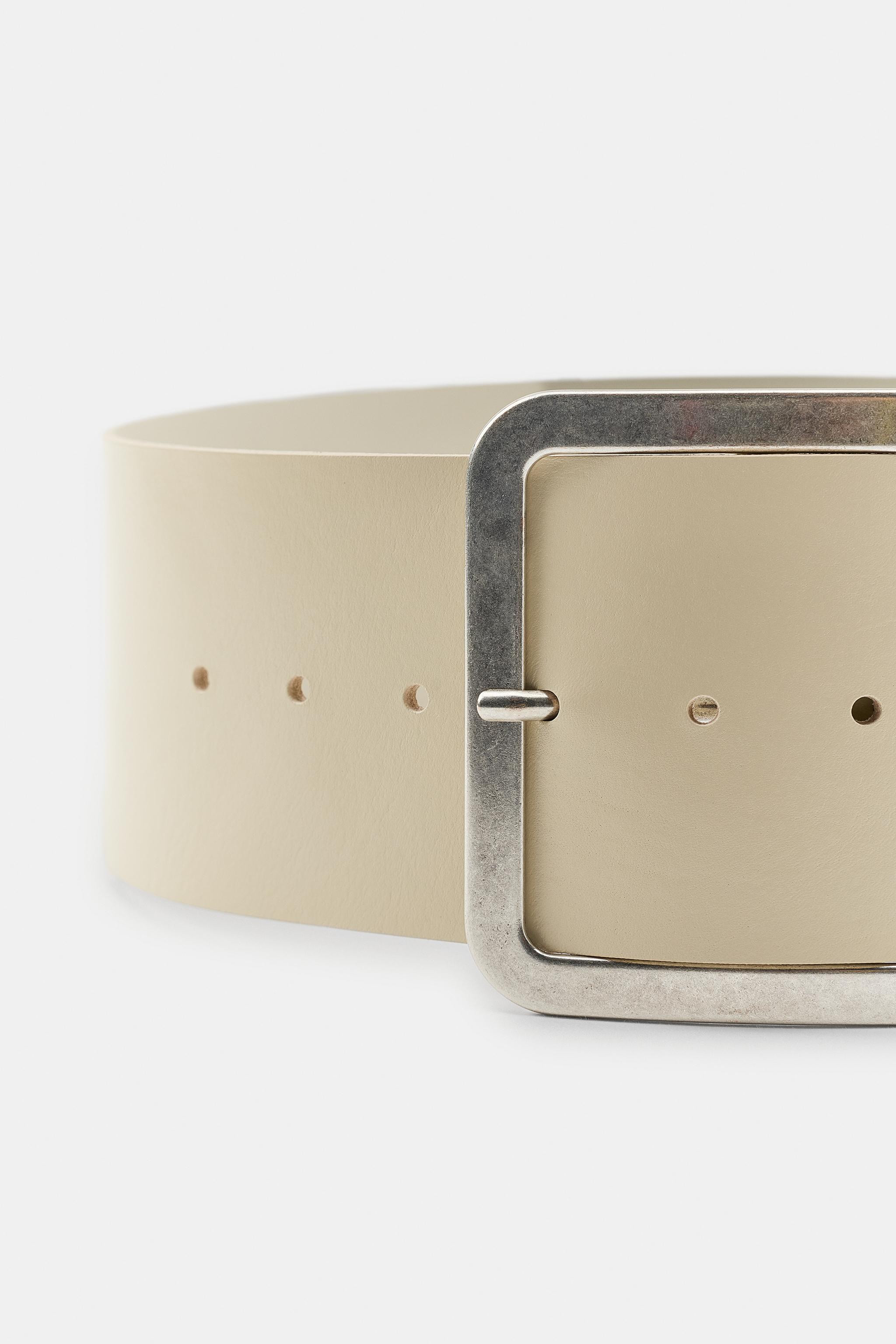 CINTURÓN PIEL ANTE 100% HEBILLA CIRCULAR | Zara US