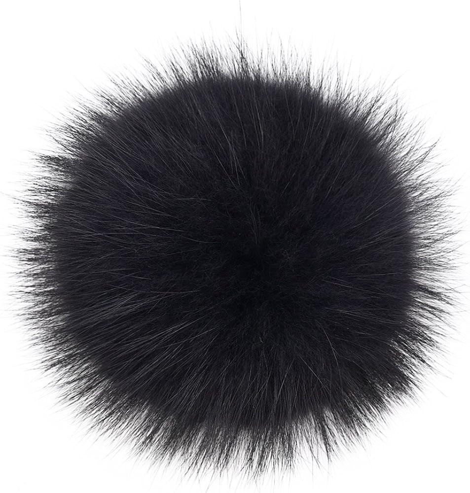 Real Raccoon Fox Fur Pompom with Button Big Fur Ball for Beanies DIY Fur Accessories | Amazon (US)
