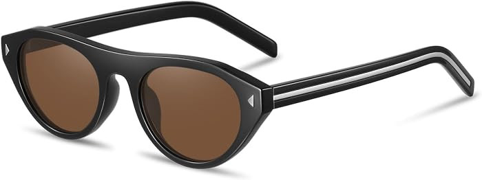 Retro Oval Sunglasses for Women Men Trendy Small Cateye Narrow Round Shades UV Protection | Amazon (US)