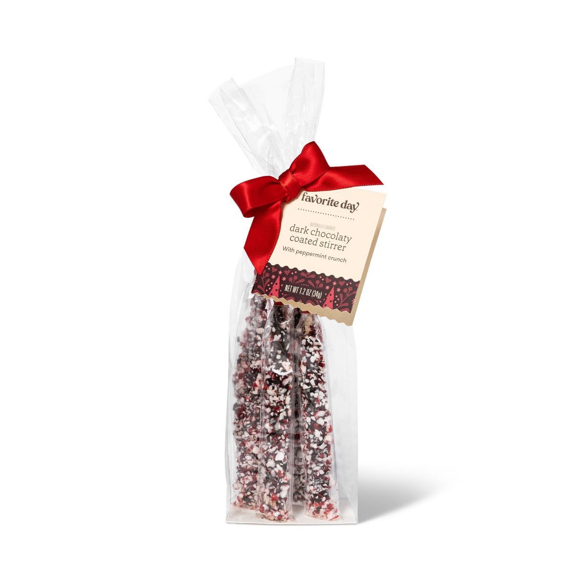 Holiday Dark Chocolaty Coated Stirrers with Peppermint Crunch - 1.2oz - Favorite Day™ | Target