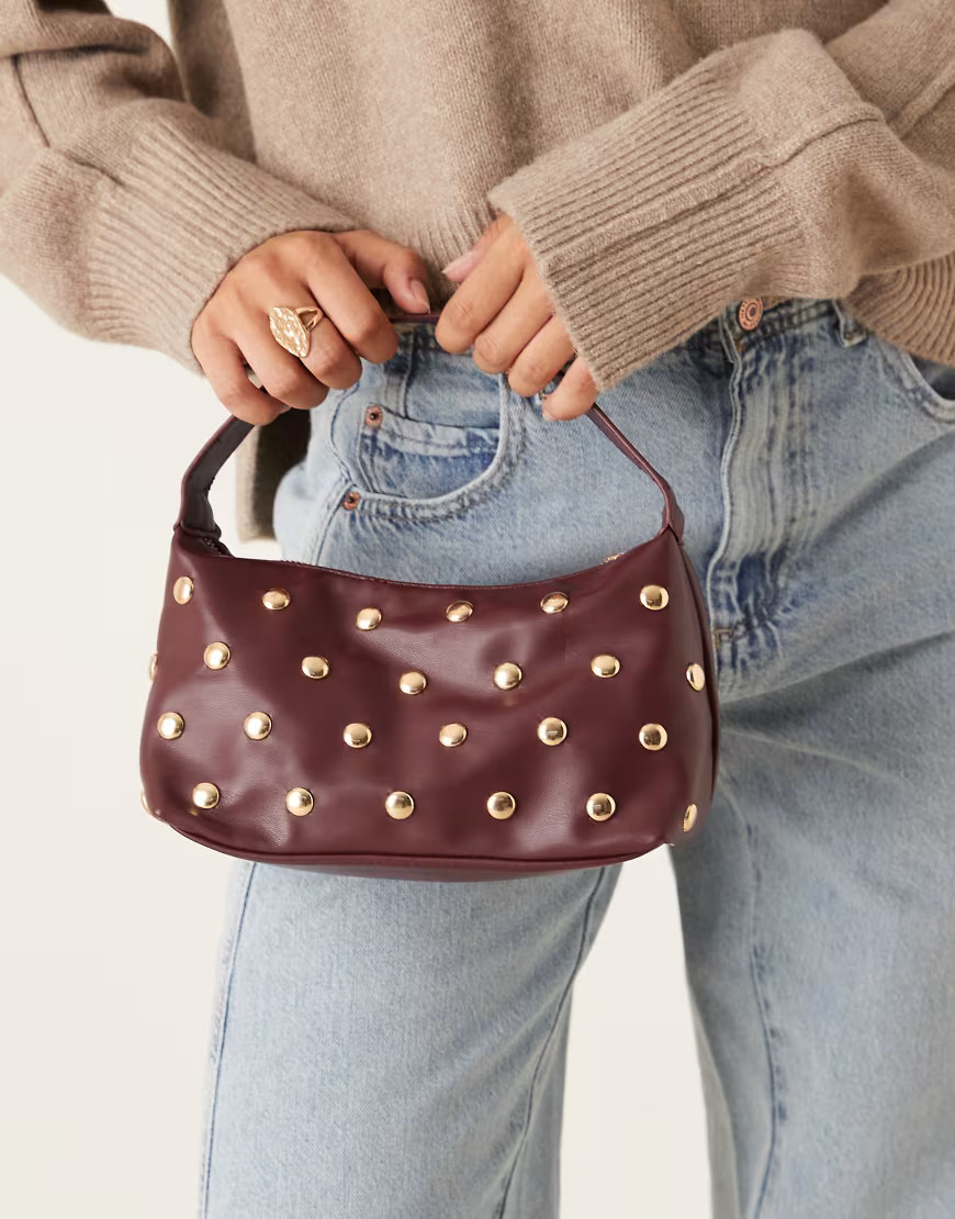 My Accessories studded purse in burgundy-Red | ASOS (Global)