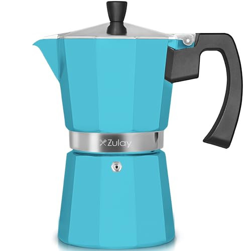 Zulay Premium Moka Pot Espresso - Leak-Proof Stovetop Espresso Maker - Perfect for Authentic Cuban & Italian Style Espresso - Makes 6 Espresso Cups - Light Blue | Amazon (US)