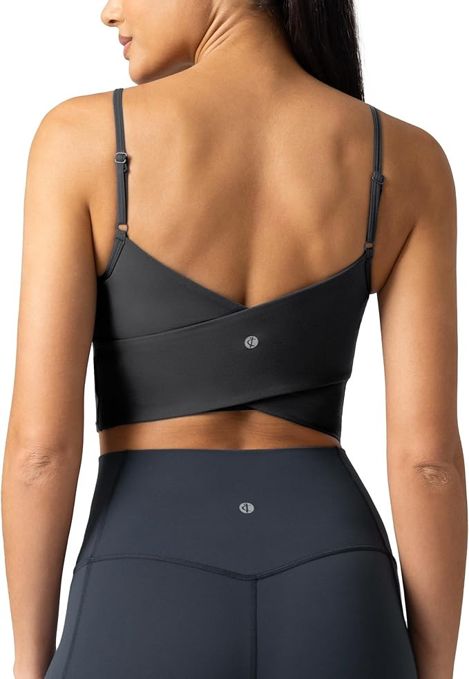 Colorfulkoala Women's Dreamlux Crop Tank Tops with Built in Bra Adjustable Spaghetti Strap Workou... | Amazon (US)