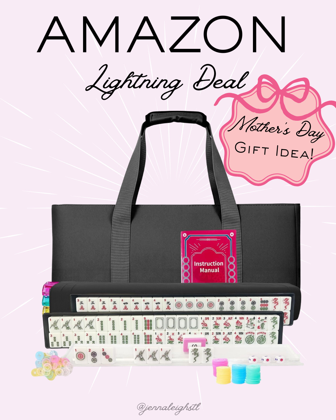 Amazon lightning deal plus a clippable coupon on this Mahjong tile set. It comes with everything you need, including racks, dice, chips, and a carrying bag. Such a fun and unique Mother’s Day gift for the mahjong loving moms. 

 #LTKMothersDay #LTKSaleAlert