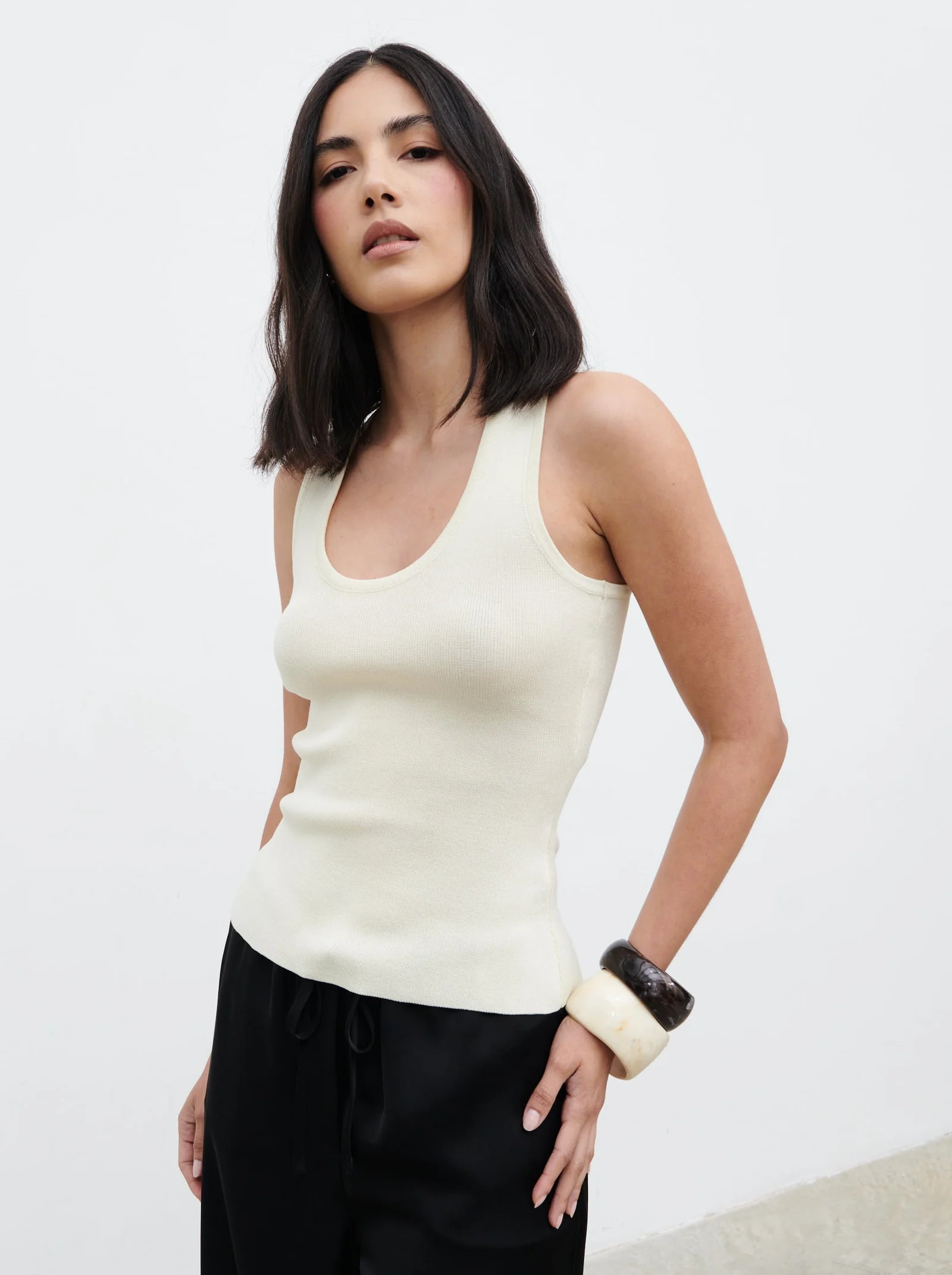 Ali Scoop Neck Knit Top - Oyster | Pretty Lavish (UK)