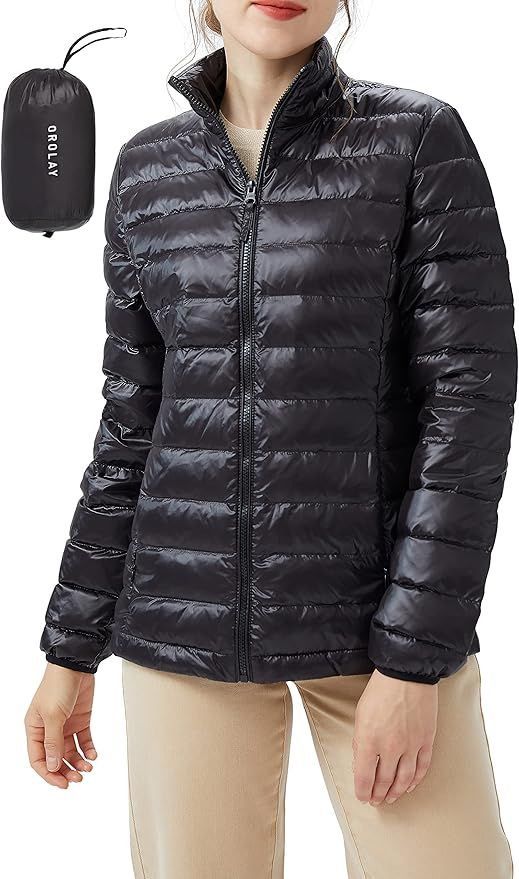 Orolay Women's Lightweight Packable Down Jacket Quilted Puffer Coat with Stand Collar | Amazon (US)