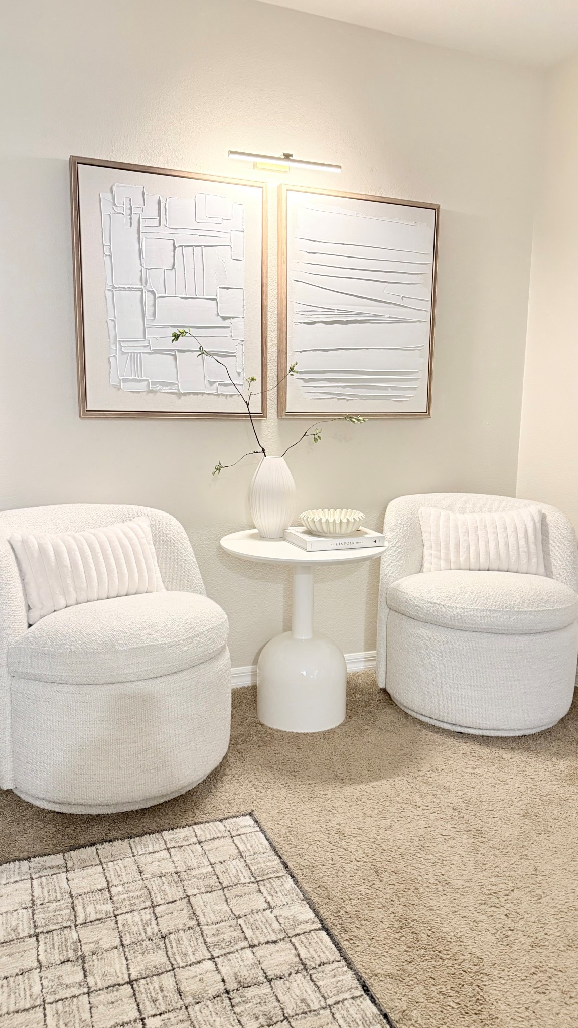 Loving this cozy corner in my bedroom . 
Chairs and a side table 
Wall art spot light 


#LTKSpringSale #LTKSaleAlert #LTKHome