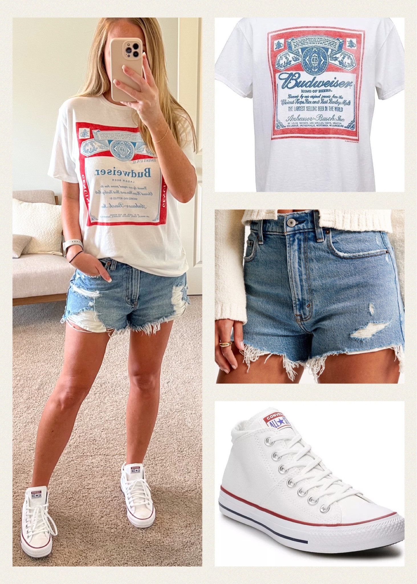 Red, white & blue casual outfit! Summer outfit, denim shorts, cute tennis shoes, classic converse, july 4th outfit
#summeroutfit #casualoutfit #outfitidea #abercrombieshorts #patriotic 
Abercrombie, Converse, graphic tee, Budweiser 



#LTKSeasonal #LTKOver40 #LTKSummerSales