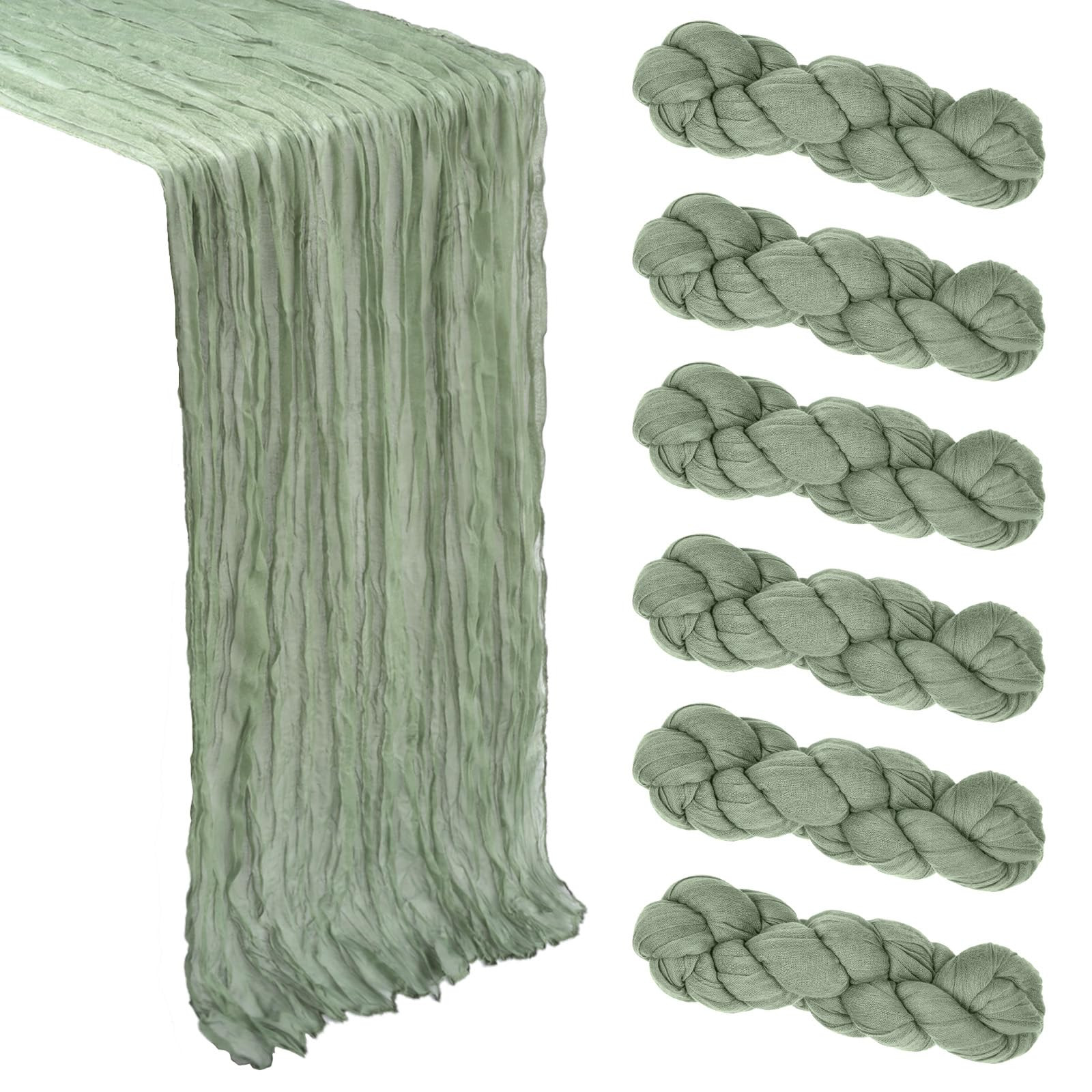 6 Pack Sage Green Cheesecloth Table Runner 10Ft Easter Spring Gauze Cheese Cloth Table Runner 35x... | Amazon (US)