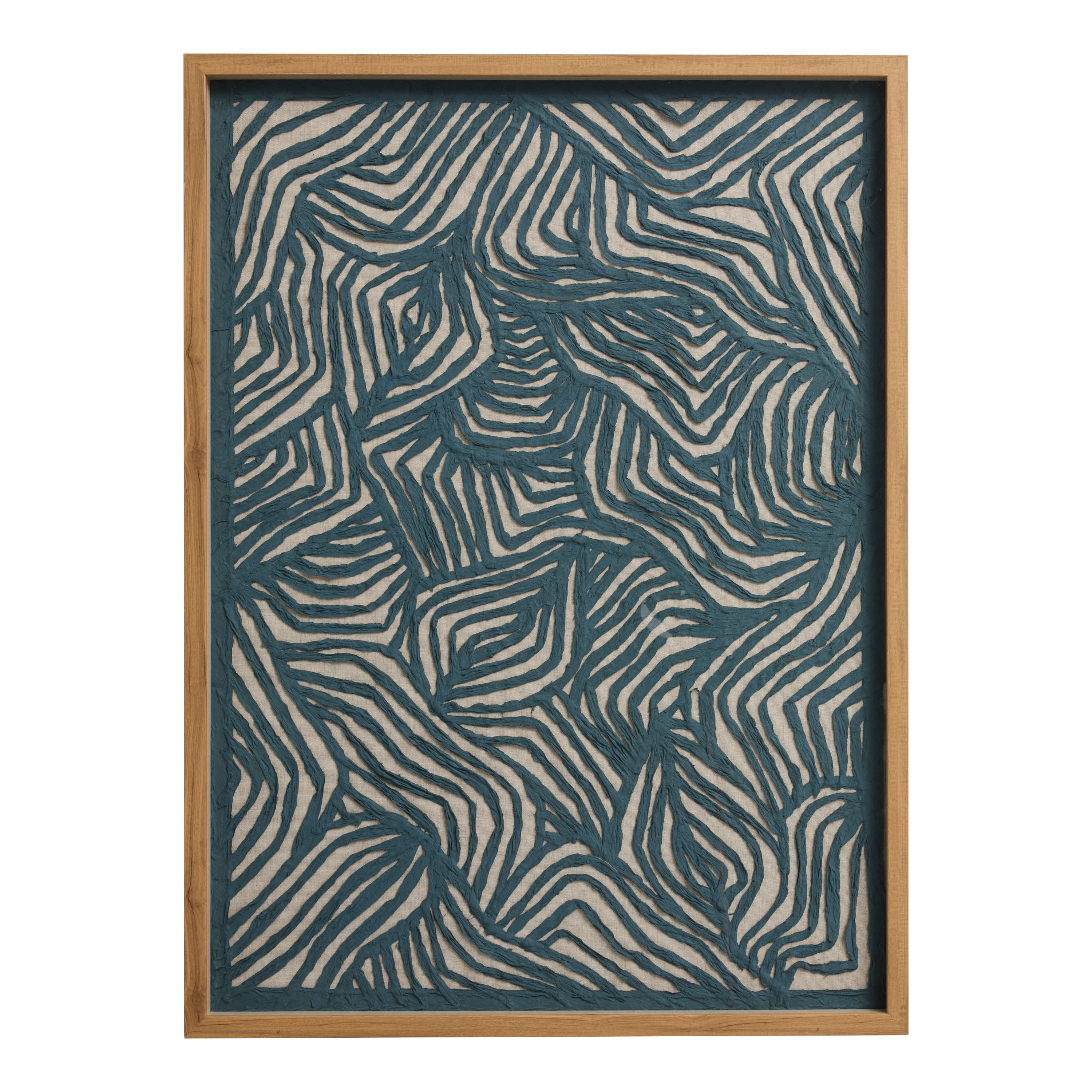 Turquoise and Ivory Rice Paper Waves Shadow Box Wall Art | World Market