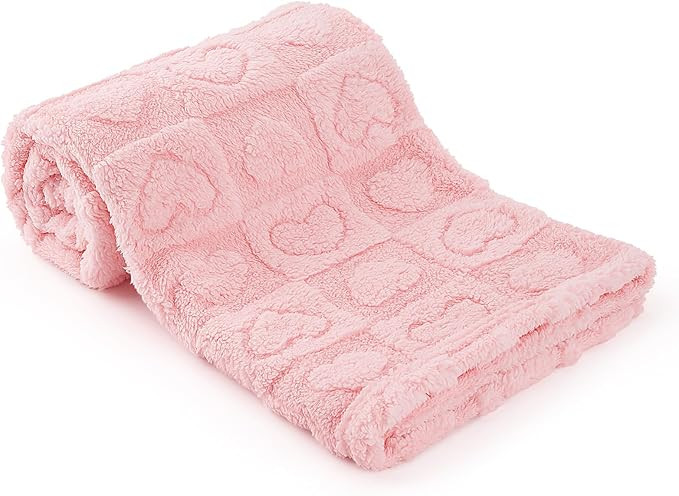 Plush Soft with Heart Checkered Baby Blanket,Fleece Infant Toddler Blankets for Girls Boys,Warm L... | Amazon (US)