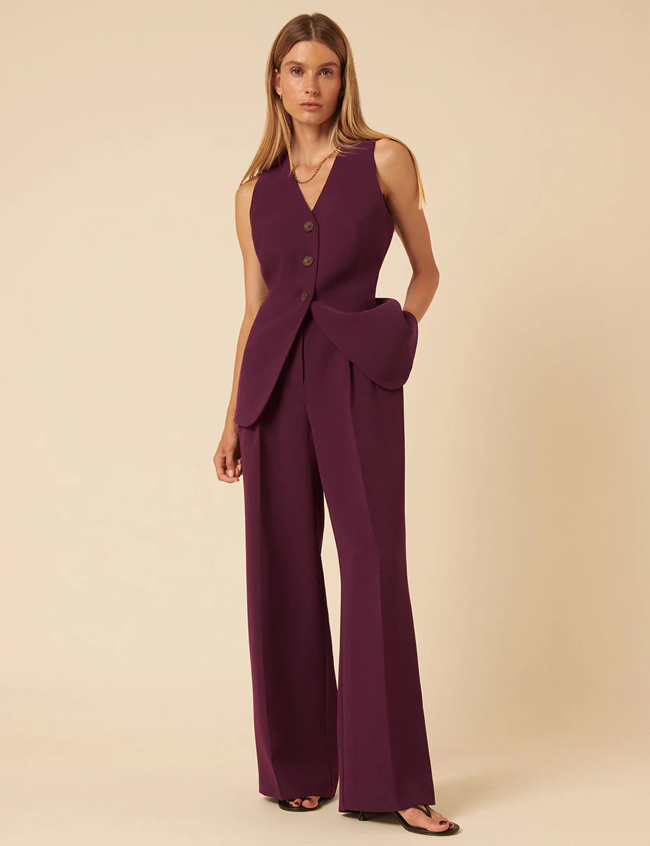 Deep Purple Jax Pleated Tailored Trousers | Nobody's Child
