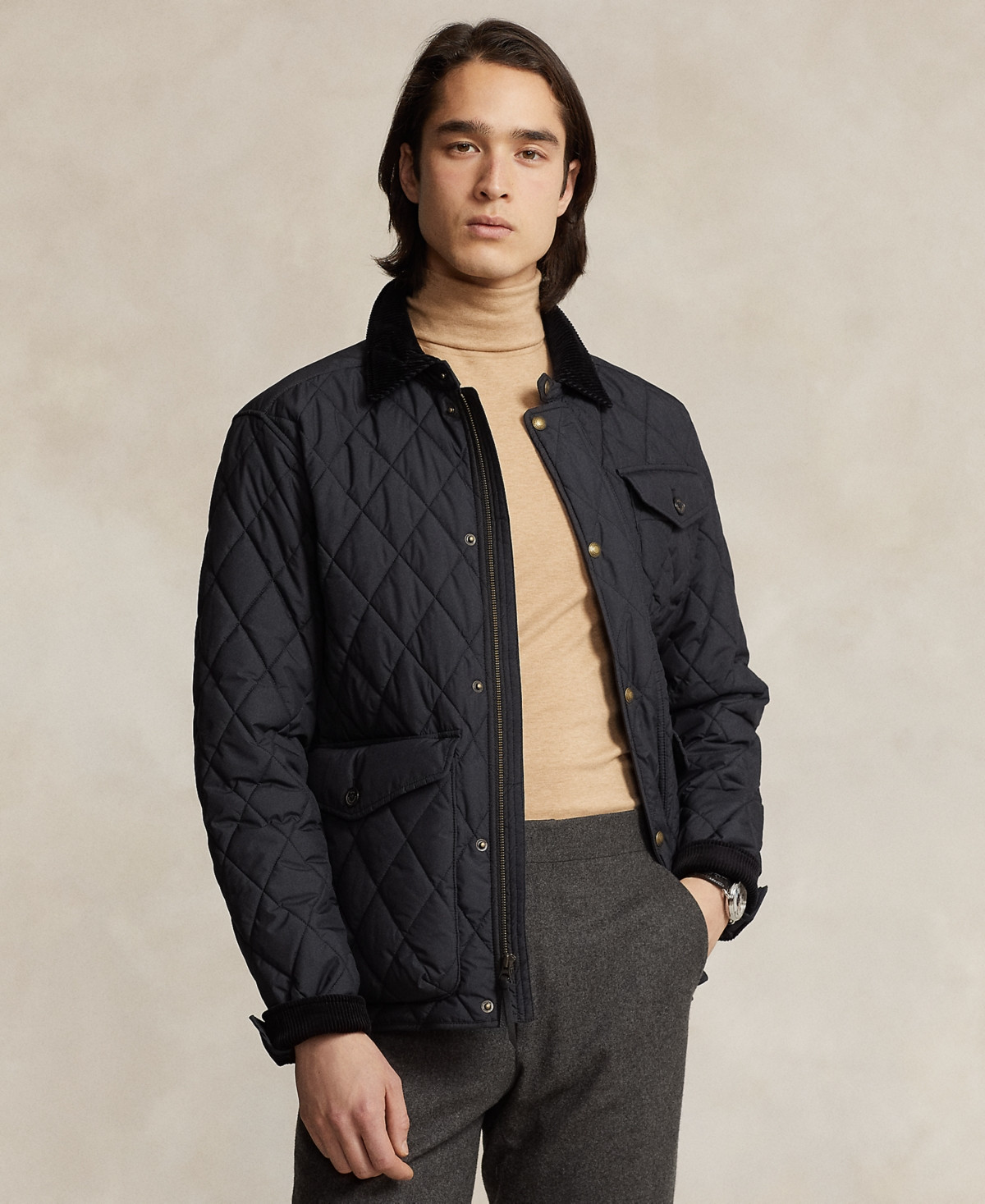 Polo Ralph Lauren Men's Beaton Quilted Water-Repellent Full-Zip Jacket - Polo Black | Macy's