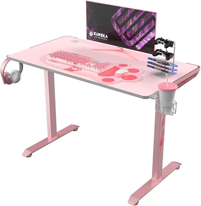 EUREKA ERGONOMIC I1-S Pink Gaming Desk, 45 inch Small Home Office PC Gaming Computer Desk, T-Shap... | Amazon (US)