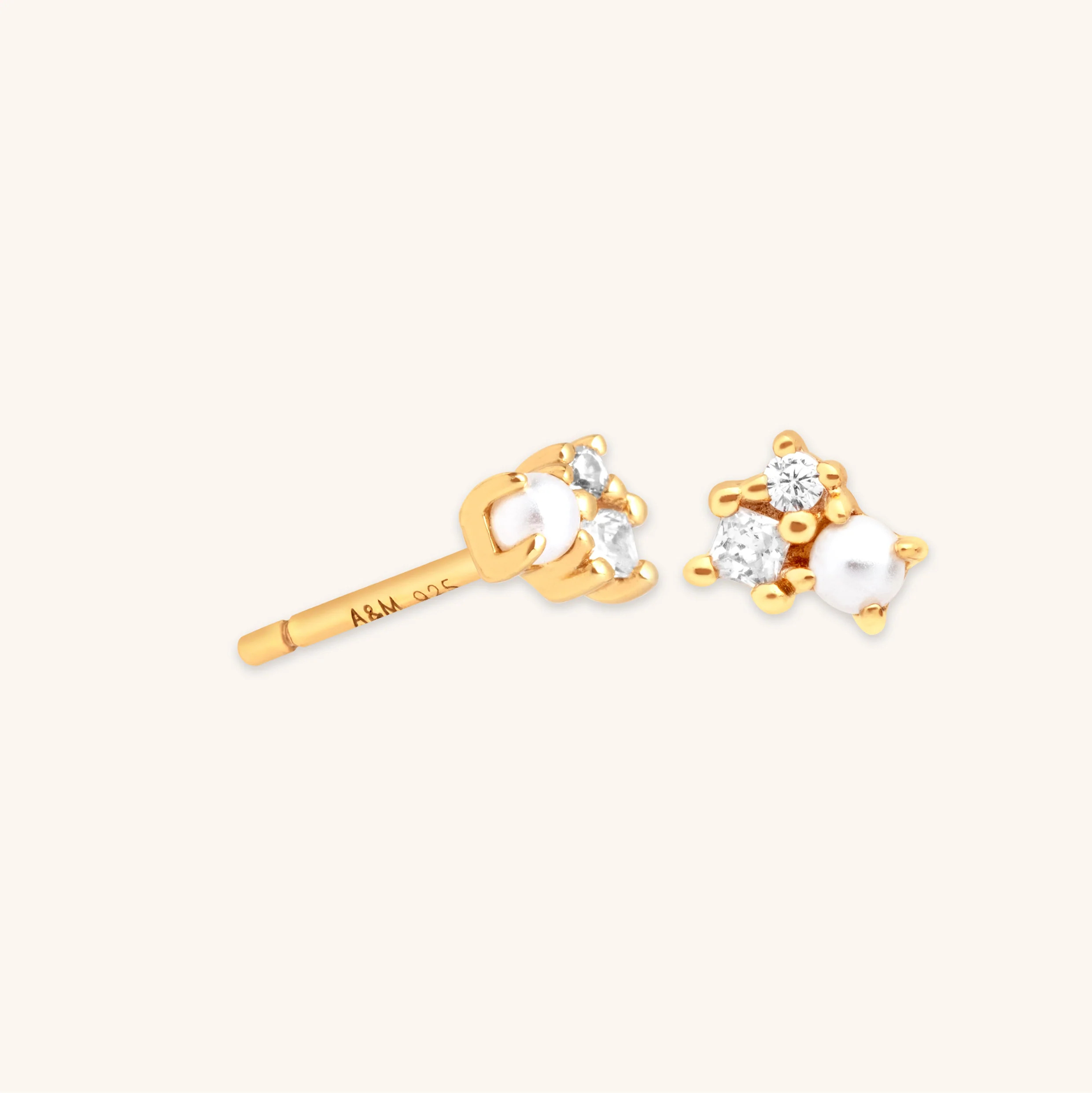 Pearl & Crystal Studs in Gold | Astrid & Miyu UK