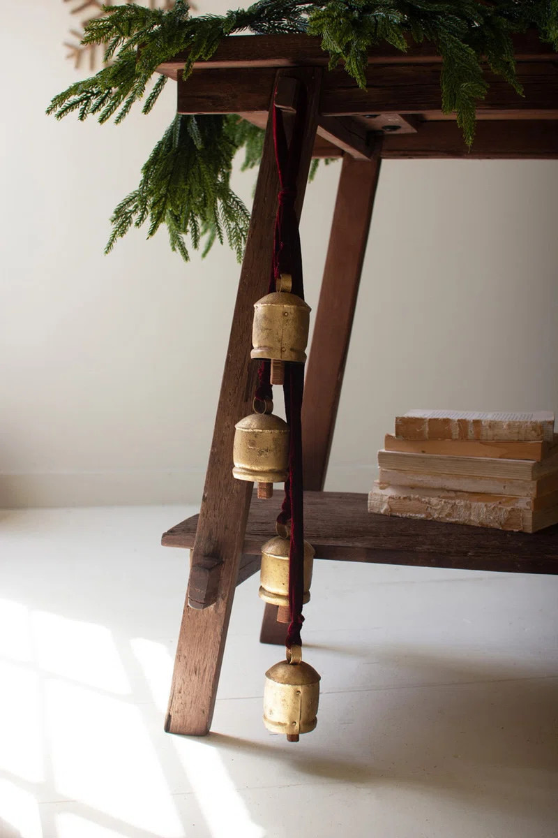 JINGLE BELL CLUSTER - MAROON RIBBON | Birch Lane
