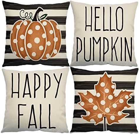 Amazon.com: GEEORY Fall Decor Pillow Covers 18x18 Set of 4 Polka Dots Pumpkin Maple Leaf Happy Fa... | Amazon (US)