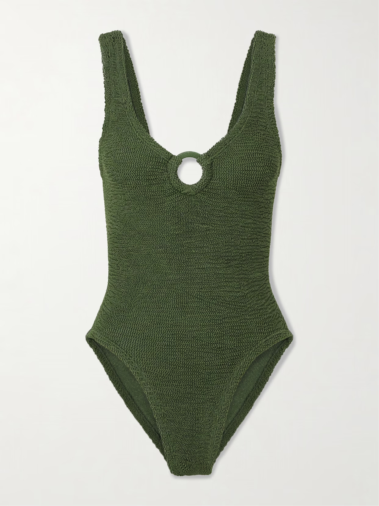 Hunza G - Celine Metallic Seersucker Swimsuit - Green | NET-A-PORTER (US)
