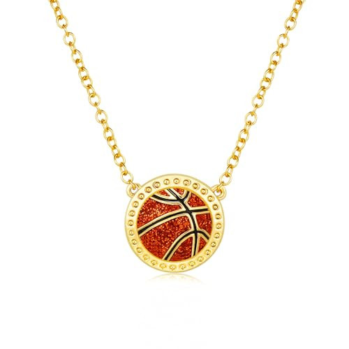 Semoya Gold Basketball Necklace for Women Girls, Basketball Accessories Stuff Mom Pendant Sports Chain Jewelry Team Valentines Graduation Gifts Ideas Teen Teenage Kids Girls Daughter Age | Amazon (US)