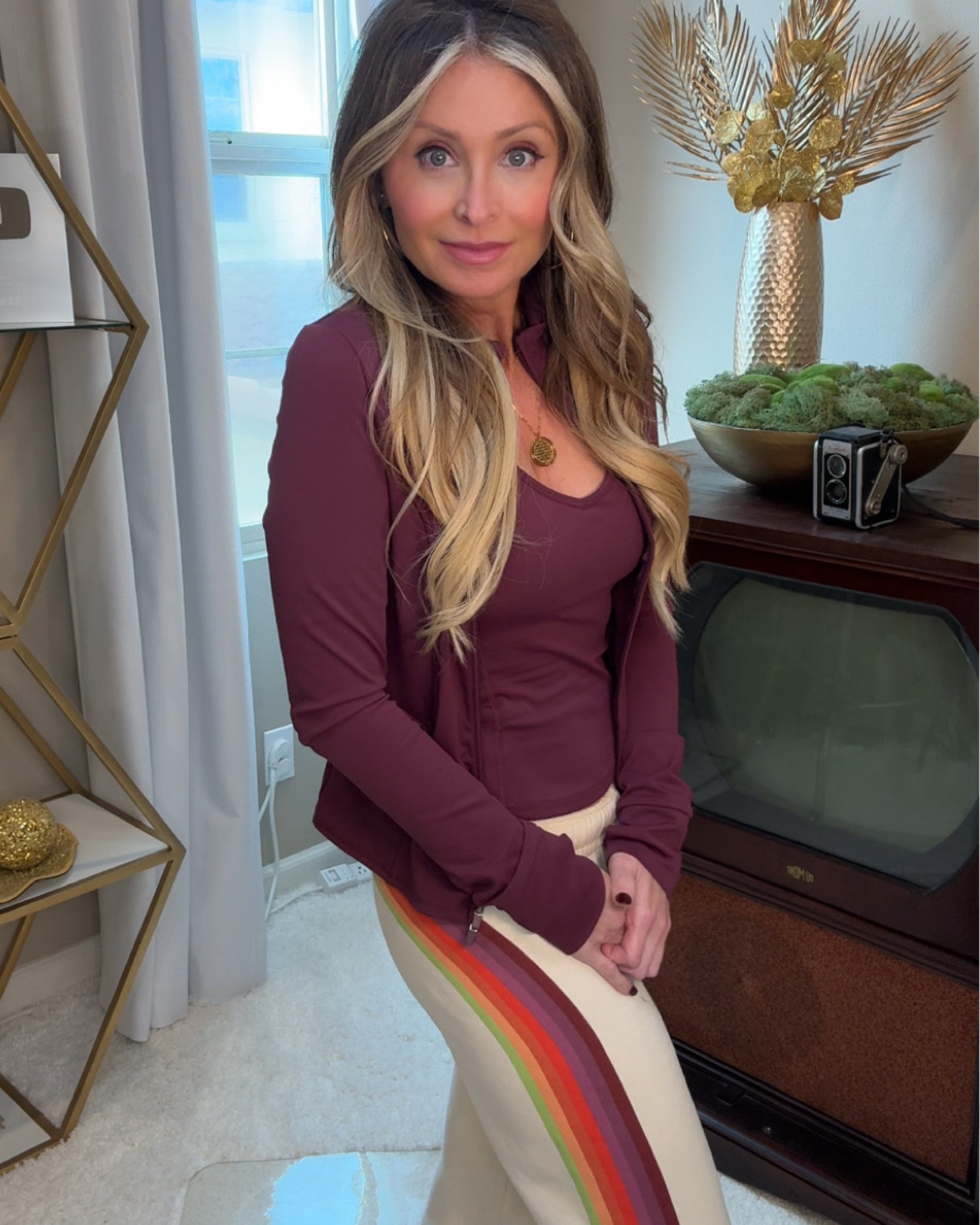 Such fun pants and love the color of the jacket and tank. Pants are true to size (and on sale right now). The tank and jacket run really small. I normally wear XS but I’m wearing a M in both. 

#LTKSaleAlert #LTKootd #LTKActive