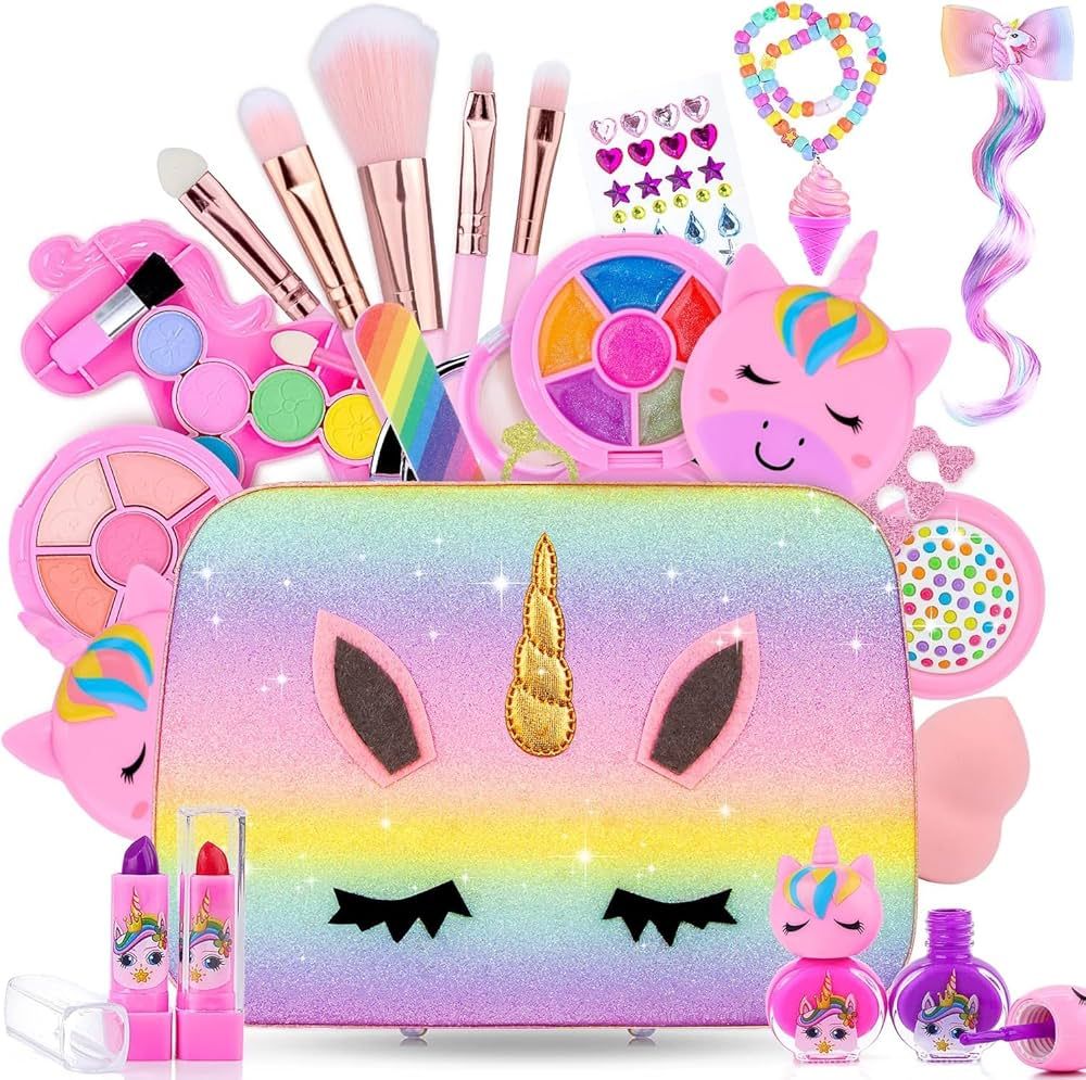 Easter Birthday Gifts Makeup Kit For Kids, Washable Cosmetic Set as Princess Birthday Gift Toy wi... | Amazon (US)