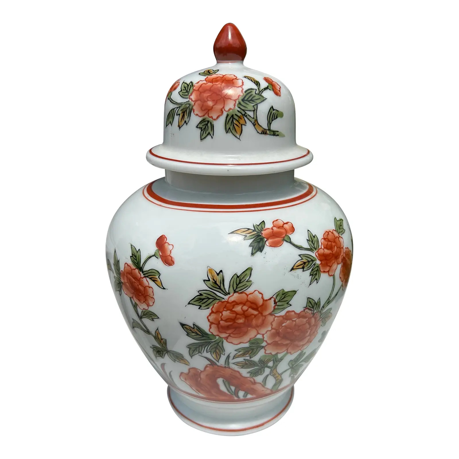 Andrea by Sadek Chinoiserie Floral Ginger Jar | Chairish