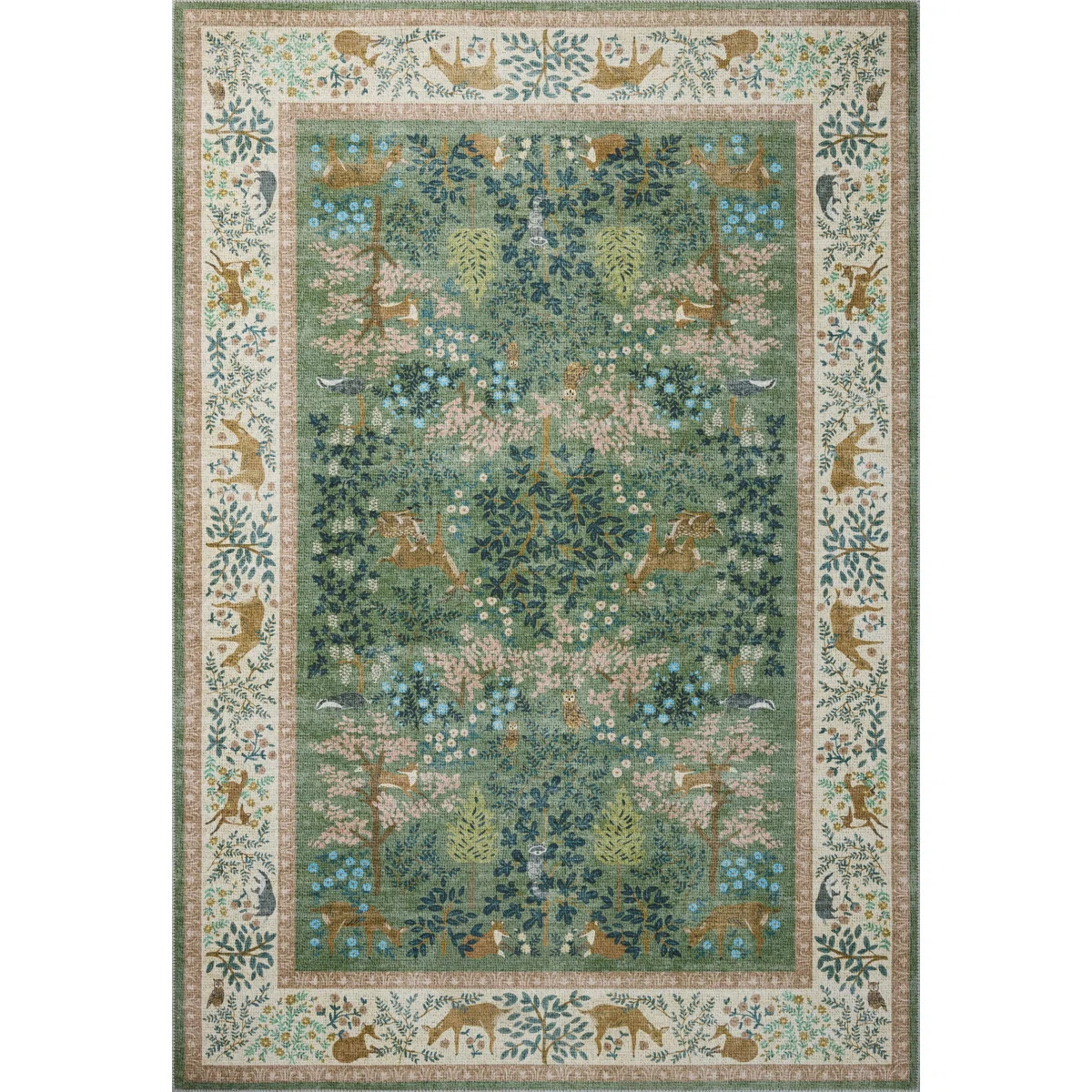 Rifle Paper Co. x Loloi Canopy Sage / Blush Area Rug | Wayfair North America