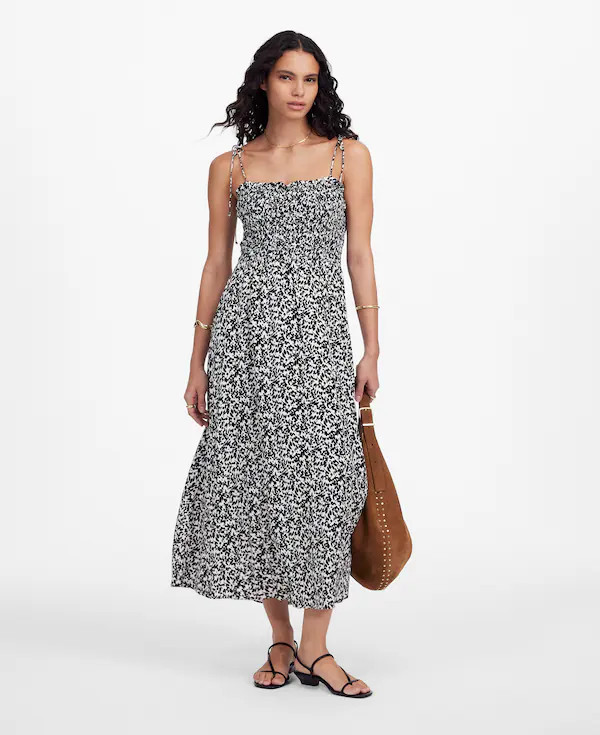 Smocked Squareneck Midi Dress in Floral | Madewell | Madewell