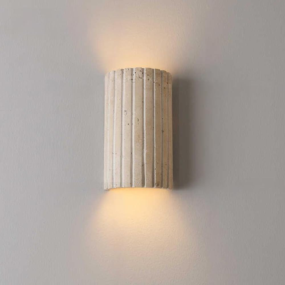 Hardwired LED Wall Sconce,Modern Natural Yellow Travertine Wall Lights for Bedroom with 3000K War... | Amazon (US)