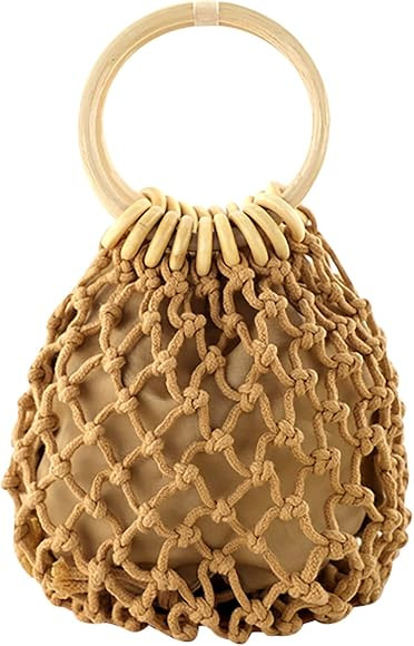Ayliss Women Mini Clutch Tote Handbag Top-handle Bucket Drawstring Handbag Beach Woven Handmade F... | Amazon (US)
