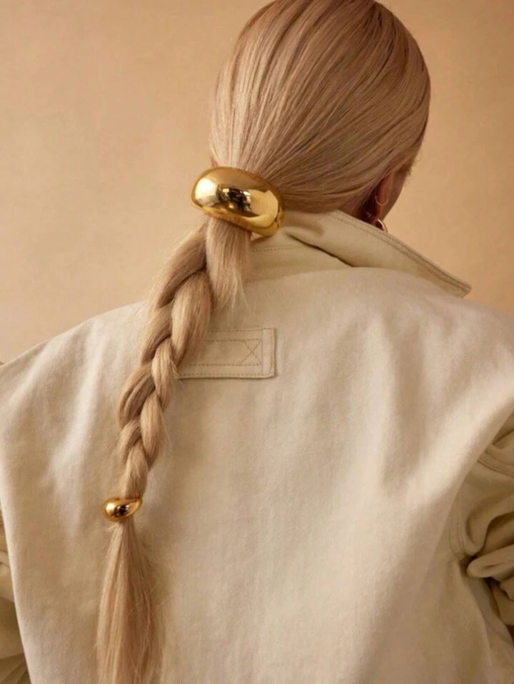 1pc Fashionable Elegant Punk Geometric Metal Headband, Women's Luxury Ponytail Holder, Simple And... | SHEIN