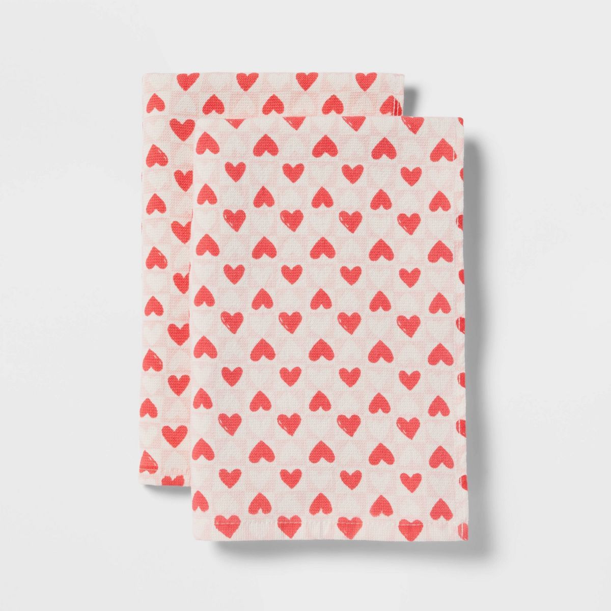 2pk Valentines Heart Tile Printed Hand Towels Pink - Threshold™ | Target