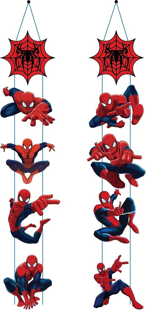 Spider Door Sign Banner, Hanging Flags for Outdoor Indoor Home Wall Decor, Superhero Themed Birth... | Amazon (US)