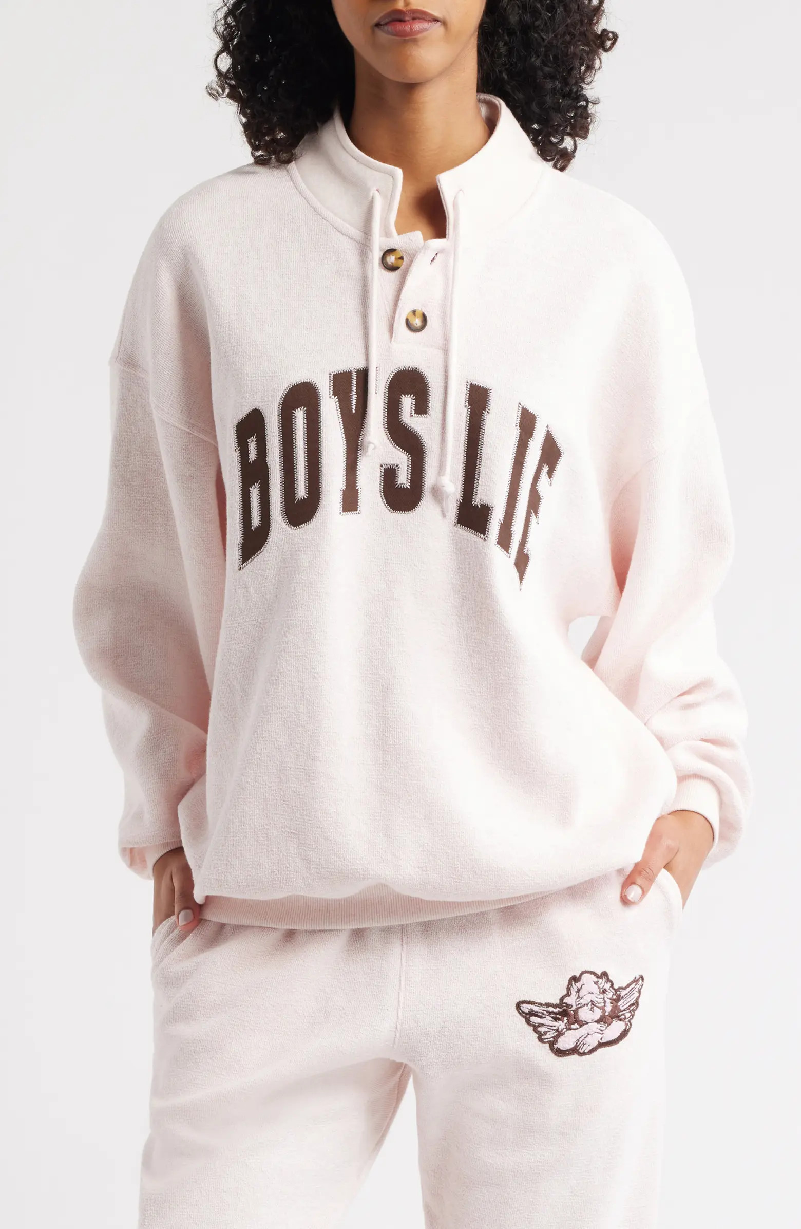 BOYS LIE Smoke & Mirrors Crewneck Henley Pullover | Nordstrom | Nordstrom