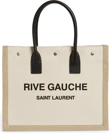 Saint Laurent Small Rive Gauche Logo Canvas Tote | Nordstrom | Nordstrom