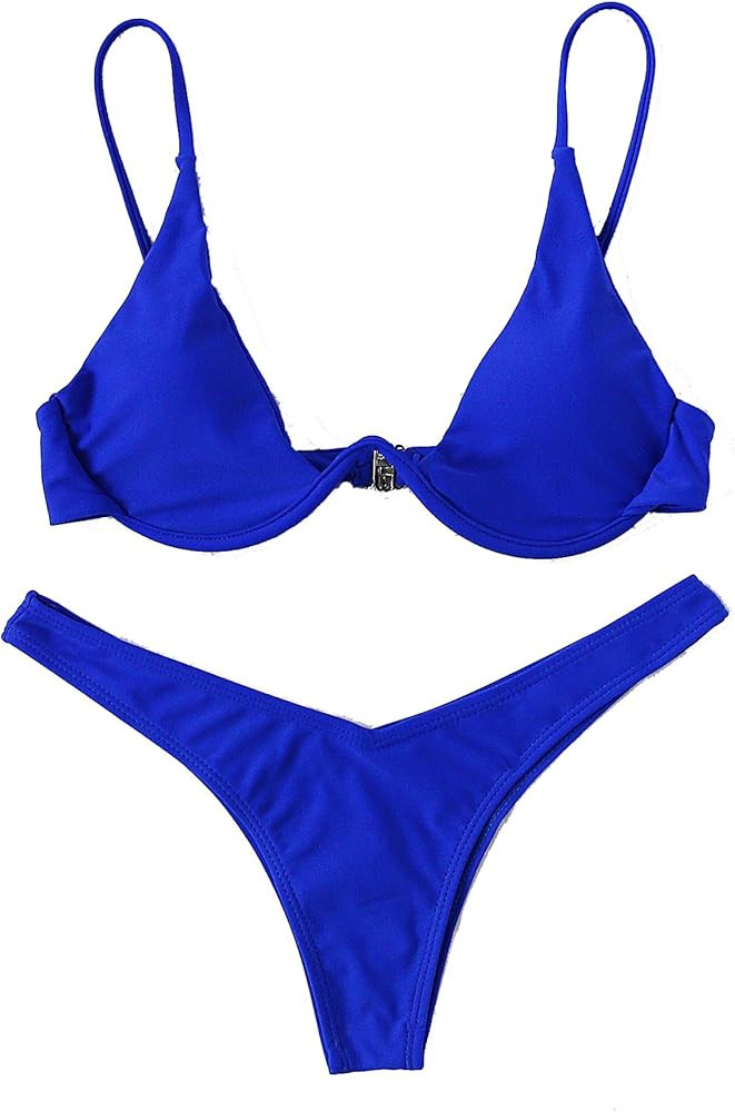 Verdusa Women's Sexy Triangle Bathing Two Pieces Swimsuit Bikini Set | Amazon (US)