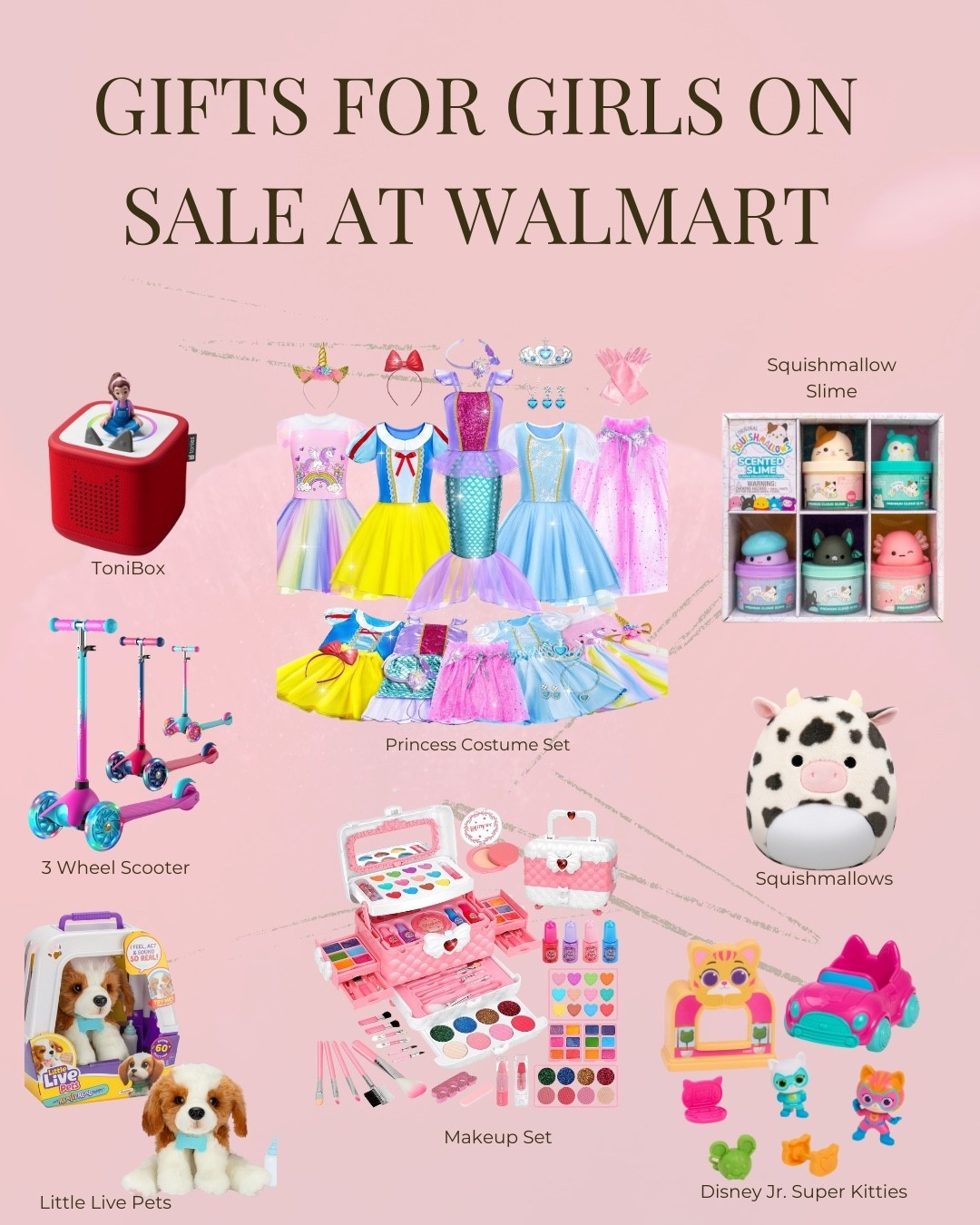 Walmart Girls Gift Guide

This Gifts for Girls at Walmart guide is filled with the cutest, most giftable finds on major sale. From princess costume sets to scooters, squishmallows, slime kits, makeup sets, Little Live Pets, and Disney Jr. toys — everything here is fun, affordable, and something kids actually get excited about.

These top-rated toys make perfect holiday gifts, birthday presents, or stocking stuffers, and Walmart has so many of them marked down right now. I rounded up the best deals so you can shop quickly and easily.

✨ All girls’ gift picks are linked — grab them while they’re on sale.

#LTKCyberWeek #LTKHoliday #LTKGiftGuide