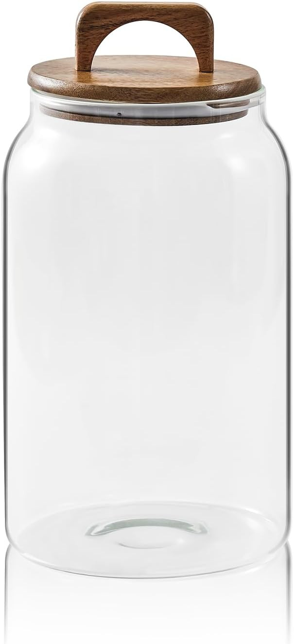 Sweejar Large Glass Candy Jar with Wooden Lid, 1 Gallon Glass Canister with Airtight Lid for Suga... | Amazon (US)